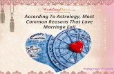 According to astrology most common reasons that love marriage fail