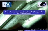On the Energy resolution optimization of CsI(Tl) crystals for the R3B Calorimeter