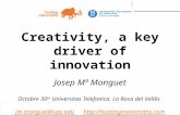 Creativity, a key driver for innovation. [introduction] Universitas 30 Oct 2015