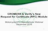 Webinar on CROMERR and Verify Motorcycle and ATV Request for ...