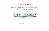 A G E N D A HICKORY CITY COUNCIL October 4, 2016 7:00 p.m.