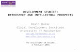 Development studies: retrospect and intellectual prospects