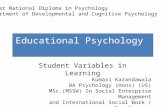 Psychology of Learning _Part 2 Student Variables