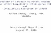 The archived Canadian US Patent Competitive Intelligence Database (2016/8/23)