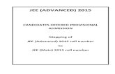 Mapping of JEE (Advanced) 2015 roll number to JEE (Main) 2015 ...