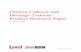 Ontario Cultural and Heritage Tourism Product Research Paper