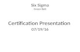 Presentation for Six Sigma certification