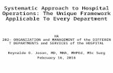 Systematic Approach to Hospital Operations: The Unique Framework Applicable to Every Department