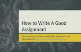How to Write a Good Assignment