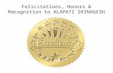 A few Felicitations, Recognitions & Speeches of  Alapati Srinagesh  16 3-17