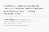 TMPA-2017: Functional Parser of Markdown Language Based on Monad Combining and Monoidal Source Stream Representation