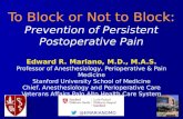 Regional Anesthesia in the Prevention of Persistent Postsurgical Pain