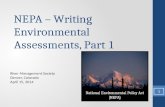 National Environmental Policy Act (NEPA)  Writing Environmental Assessments (EAs), Part 1 of 3 - Helen Clough and Judy Kurtzman