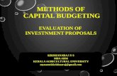 EVALUATION OF INVESTMENT PROPOSALS -METHODS OF CAPITAL BUDJETING