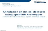 Aleksandar Zivaljevic - Annotation of clinical datasets using openEHR Archetypes as a solution for data access issues faced in biomedical projects