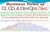 Business Value of CI, CD, & DevOpsSec: Scaling to Billion User Systems Using Containerized Docker Ubuntu Images