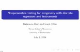 Nonparametric testing for exogeneity with discrete regressors and instruments