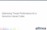 Optimizing thread performance for a genomics variant caller