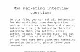 Mba marketing interview questions