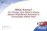 15 Things You Didn't Know About HighRoad's Campaign eMail Solution by Jenny Lassi