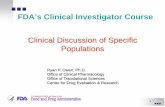 FDA 2013 Clinical Investigator Training Course: Clinical Discussion of Special Populations