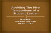Avoiding the Five Temptations of a Student Leader