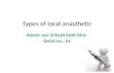 Types of local anasthetic