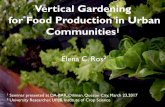 Promotion of Vertical Gardening for Food Production in Urban Communities