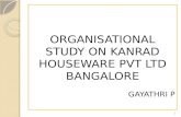 Organisational study on kanrad houseware pvt ltd bangalore