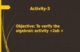 verifying algebraic identity (a+b)^2 by activity method