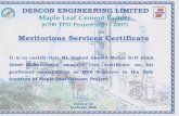 012-Service Certificate Maple Leaf Cement