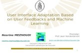 User interface adaptation based on user feedback and machine learning