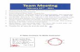 Team Meeting Agenda Notes, Prudential Gary Greene Realtors - The Woodlands TX / 2/22/11
