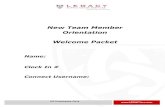 New Team Member Orientation Welcome Packet  2016 Temp PP1st