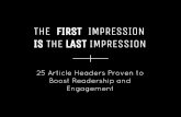 The First Impression Is The Last Impression: 25 Article Headers Proven to Boost Readership and Engagement