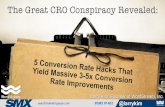 The Great CRO Conspiracy Revealed: 5 Conversion Rate Hacks That Yield Massive 3-5x Conversion Rate Improvements By Larry Kim