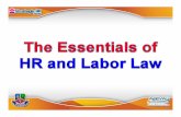 The Essentials of HR and Labor Law. July 24, 2014. Philippines.