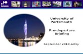 University of Portsmouth Pre-departure Briefing September 2010 entry.