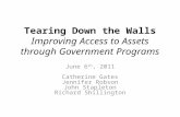 Tearing Down the Walls Improving Access to Assets through Government Programs June 6 th, 2011 Catherine Gates Jennifer Robson John Stapleton Richard Shillington.