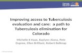 More information © 2015 Denver Public Health Michelle K Haas, Kaylynn Aiona, Pete Dupree, Ellen Brilliant, Robert Belknap Improving access to Tuberculosis.