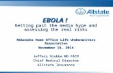 EBOLA ! Getting past the media hype and assessing the real risks Nebraska Home Office Life Underwriters Association November 18, 2014 Jeffery Grubbe MD.