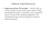 Wave Interference Superposition Principle – when two or more waves encounter each other while traveling through a medium, the resultant wave is found by.