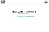 MATLAB-Tutorial 1 Class ECES-304 Presented by : Shubham Bhat.