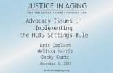 Advocacy Issues in Implementing the HCBS Settings Rule November 6, 2015 Eric Carlson Melissa Harris Becky Kurtz 1.
