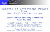 Removal of Infectious Prions from Red Cell Concentrates Blood Safety Advisory Committee March 17, 2005 Joseph Cervia, M.D., FACP,FAAP Professor of Clinical.