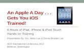 An Apple A Day... Gets You iOS Trained! 6-hours of iPad, iPhone & iPod Touch Hands on Training Presentation By: Drs. Helen Lee & Donna Brostek Lee AER.