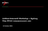 Internet2 Background AARnet-Internet2 Workshop :: Sydney Guy Almes 10 October 2001.