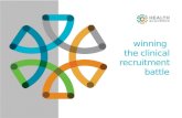 Winning the clinical recruitment battle. Presenter Health eCareers Account Executive and Industry Consultant for recruiters and healthcare facilities.