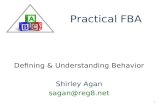 Defining & Understanding Behavior Shirley Agan 1 Practical FBA.
