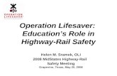 Operation Lifesaver: Education’s Role in Highway-Rail Safety Helen M. Sramek, OLI 2008 MidStates Highway-Rail Safety Meeting Grapevine, Texas, May 20,